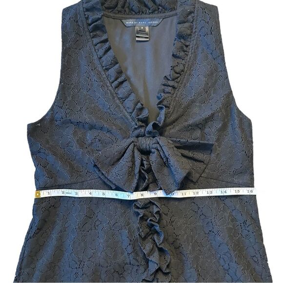 Marc By Marc Jacobs A-Line Lace Sleeveless Dress with Bow & Ruffle Detail Size 8 - Picture 13 of 15